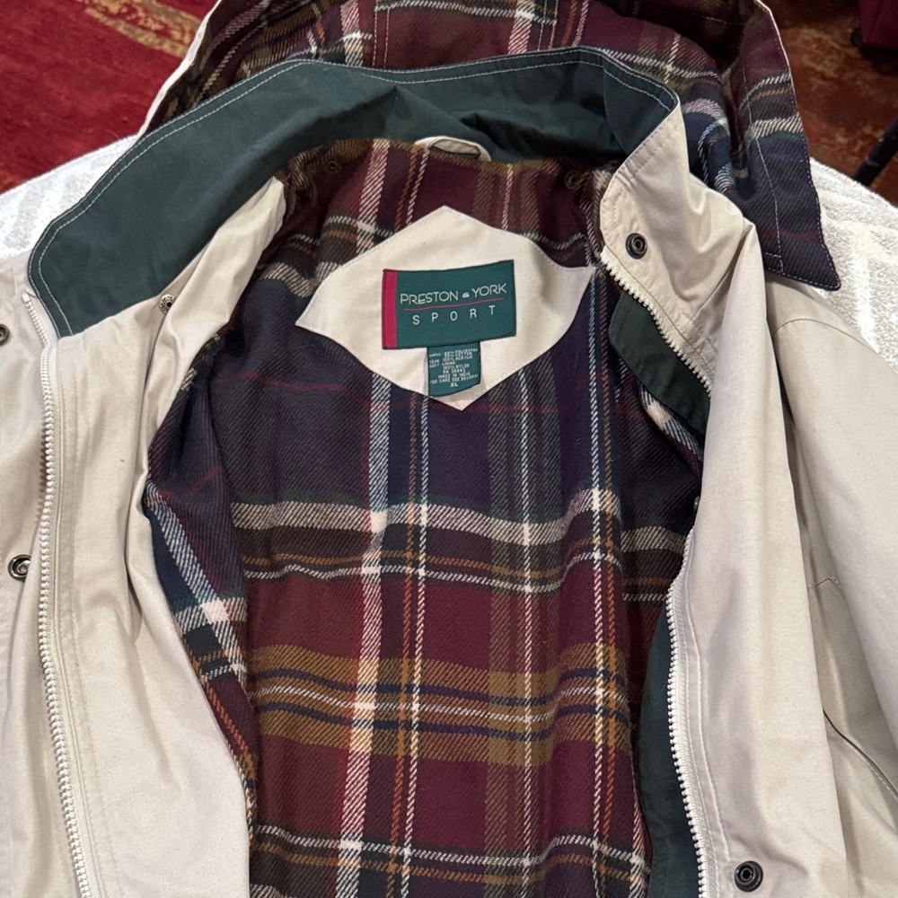 Preston & York Men's Light Tan Jacket with Plaid Lining